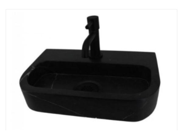 Veiling - Complete fonteinset hardsteen + zwarte kraan & sif, Doe-het-zelf en Verbouw, Sanitair