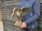 Beeld, Large Iron Swan - Bronze Look - 30 cm - IJzer, Antiek en Kunst