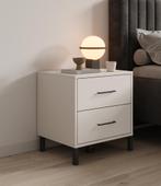 Meubella Nachtkastje beige 48x40x52 cm | 2 lades, Huis en Inrichting, Verzenden, Nieuw