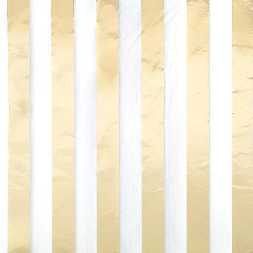 Gouden Servetten Gestreept 33cm 16st, Hobby en Vrije tijd, Feestartikelen, Nieuw, Verzenden