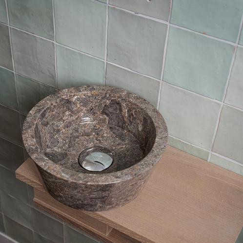 Waskom Loutro Bali T Rond 25x25x12 cm Marmer Taupe, Doe-het-zelf en Verbouw, Sanitair, Ophalen of Verzenden