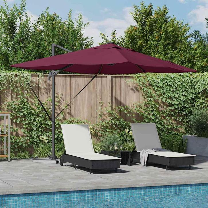 vidaXL Cantilever Roma parasol Rood en Zwart 352 x 251 x 265, Tuin en Terras, Parasols, Nieuw, 2 tot 3 meter, Verzenden