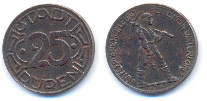 25 Pfennig 1919 Dueren: Notmunten, Postzegels en Munten, Munten | Nederland, Verzenden