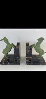 Boekensteunen - Groen gepatineerd metaal, marmer, art deco, Antiek en Kunst