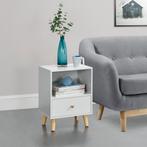 Nachtkastje Sundsvall met lade en open vak 54x40x30 cm wit, Huis en Inrichting, Tafels | Bijzettafels, Verzenden, Nieuw