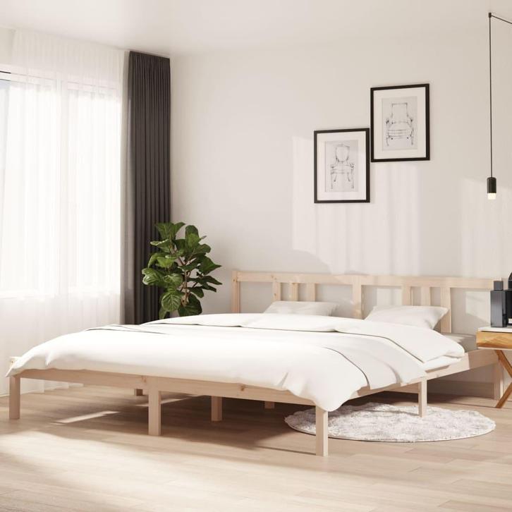 vidaXL Bedframe massief hout 180x200 cm Super King Size, Huis en Inrichting, Slaapkamer | Bedden, 80 cm, 200 cm, Bruin, Eenpersoons