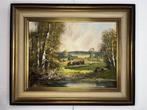 Josef Frühmesser (1929–2017) - Rural Landscape with Birches, Antiek en Kunst, Kunst | Schilderijen | Klassiek