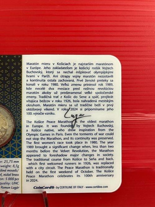Slowakije. 2 Euro 2024 Košice Marathon - Signed by the, Postzegels en Munten, Munten | Europa | Euromunten