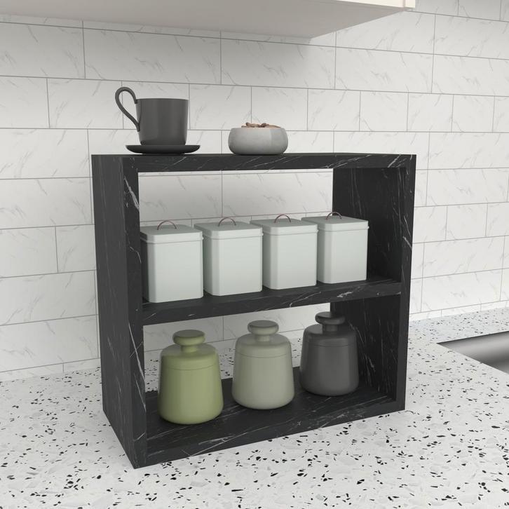[en.casa] Keukenkast organizer 40x43,5x20 cm marmer zwart, Huis en Inrichting, Woonaccessoires | Wandplanken en Boekenplanken