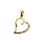 18 Krt. Gouden hanger van een hart met zirconia (liefde), Sieraden, Tassen en Uiterlijk, Bedels, Ophalen of Verzenden, Gebruikt