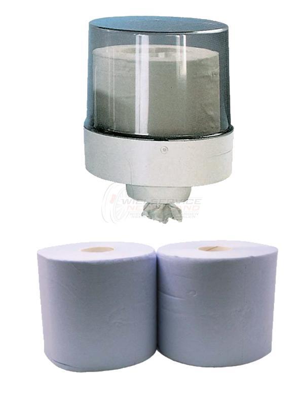 Papier handdoek dispenser wit/transparant met 2 rollen po..., Auto diversen, Onderhoudsmiddelen, Verzenden