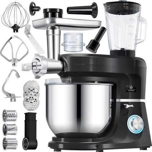KESSER® 3-in-1 keukenmachine - Kneedmachine - 5,5L - Zwart (, Witgoed en Apparatuur, Eierkokers, Nieuw, Verzenden