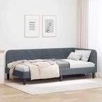 vidaXL Hoekbedframe met hoofdeinde Donkergrijs 90 x 190 cm, Verzenden, Nieuw, Grijs, Stof