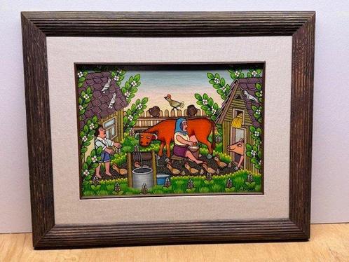 Eugeniusz Broek (1947-2021) - Naive Farm Scene, Antiek en Kunst, Kunst | Schilderijen | Modern