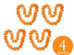 Set van 4x stuks oranje Hawaii bloemen krans slinger -, Hobby en Vrije tijd, Feestartikelen, Nieuw, Verzenden