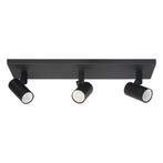 Opbouwspot Piccolo Zwart Metaal Rechthoek GU10 3-voudig 40cm, Nieuw, Ophalen of Verzenden, Led