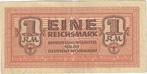 1 Reichsmark 1942 Germany Military Wehrmacht, Postzegels en Munten, Bankbiljetten | Europa | Niet-Eurobiljetten, Verzenden
