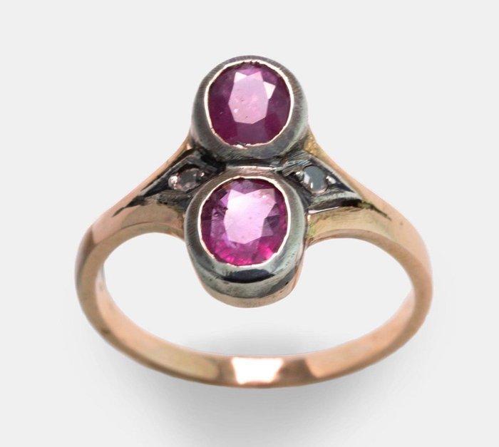 Zonder minimumprijs - Ring - 12 kt. Roségoud Robijn, Sieraden, Tassen en Uiterlijk, Ringen