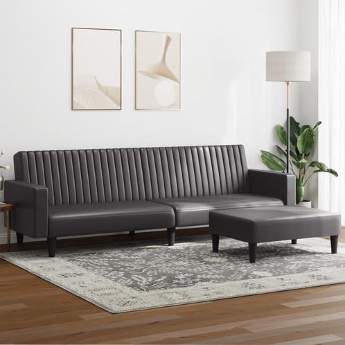 vidaXL 2-delige Loungeset kunstleer grijs, Huis en Inrichting, Banken | Bankstellen, Nieuw, Leer, Vierpersoons of meer, Verzenden