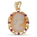 Hanger - 18 karaat Geel goud - 0.32ct. tw. Robijn, Sieraden, Tassen en Uiterlijk, Antieke sieraden