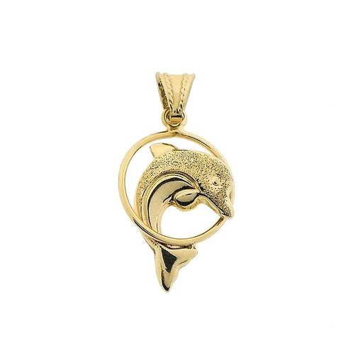 Gouden hanger van een dolfijn (ketting hanger), Sieraden, Tassen en Uiterlijk, Bedels, Gebruikt, Overige merken, Goud, Ophalen of Verzenden