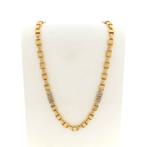 Bicolor gouden fantasieschakel ketting | 62 cm (robuust), Sieraden, Tassen en Uiterlijk, Kettingen, Ophalen of Verzenden, Gebruikt