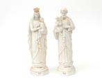 Twee biscuit porseleinen religieuze beelden, 19e/20e eeuw, Antiek en Kunst