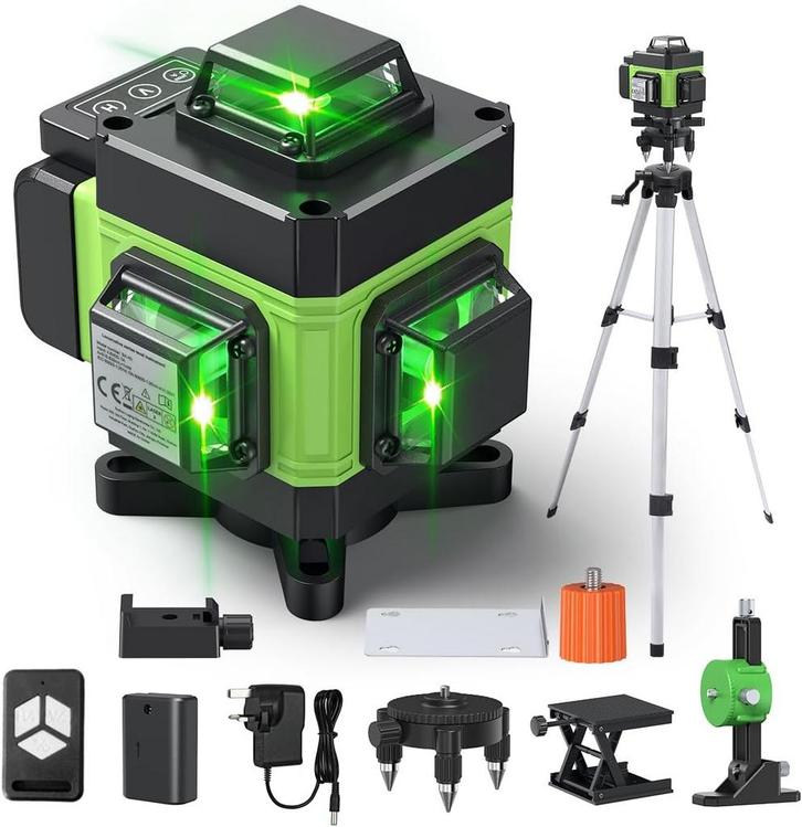 Kruislijner met statief - Zelfnivellerend - Bouwlaser - Lase, Doe-het-zelf en Verbouw, Meetapparatuur, Zo goed als nieuw, Verzenden