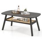 LIVSK Rustieke Salontafel - Massief Rubberhout - Onderste Pl, Huis en Inrichting, Verzenden, Nieuw