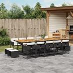 vidaXL 15-delige Tuinset met kussens poly rattan zwart, 4 zitplaatsen, Nieuw, Tuinset, Verzenden