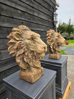 Beeld, Lion Heads on Pedestals - 107 cm - IJzer