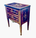 Bijzettafel - Lodewijk XVI-inlegwerk met bloemen - Mahonie