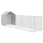 Hondenkennel met dak 2x10x2,5 m gegalvaniseerd staal zilver, Dieren en Toebehoren, Hondenhokken, Nieuw, Verzenden