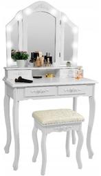 Stijlvolle kaptafel met LED-verlichte spiegel - Wit - 75x..., Huis en Inrichting, 100 tot 150 cm, Nieuw, Modern, Hout