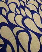 Viscose Linnen Abstract Blauw/Beige, Nieuw, Blauw