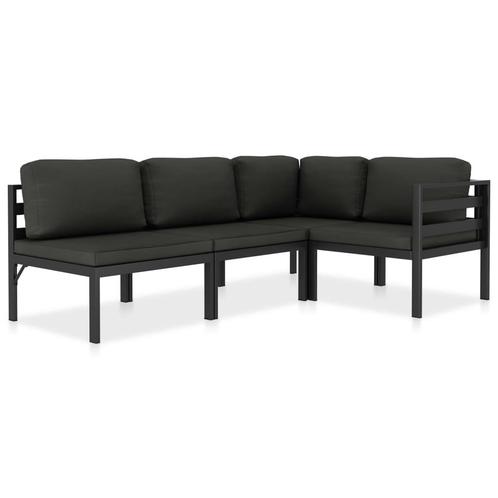 vidaXL 4-delige Loungeset met kussens aluminium antraciet, Tuin en Terras, Tuinsets en Loungesets, Loungeset, Nieuw, Rotan, Verzenden