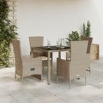 vidaXL 5-delige Tuinset met kussens poly rattan beige, 4 zitplaatsen, Nieuw, Tuinset, Verzenden