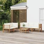 vidaXL 6-delige Loungeset met kussens bamboe crèmewit, Tuin en Terras, Verzenden, Nieuw, Hout, Loungeset