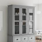 vidaXL Kast met glazen deuren BODO massief grenenhout grijs, 100 tot 150 cm, Verzenden, 100 tot 150 cm, Nieuw