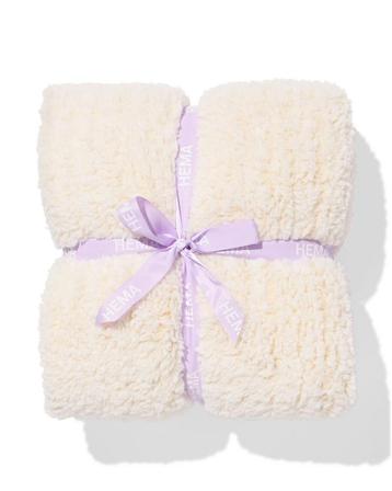 HEMA Plaid 130x150cm teddy strepen wit beschikbaar voor biedingen