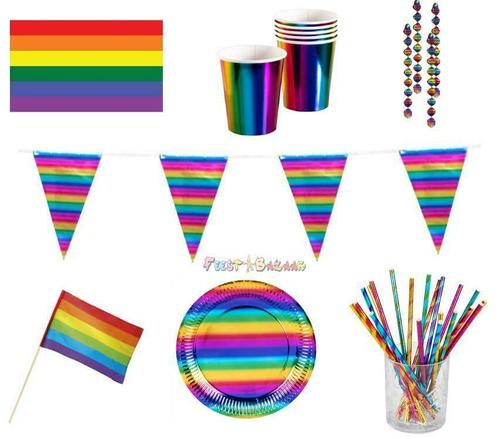 Regenboog Versiering Vlag Slingers Ballonnen Beker Decoratie, Hobby en Vrije tijd, Feestartikelen, Versiering, Nieuw, Ophalen of Verzenden