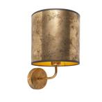 Vintage wandlamp goud met brons velours kap - Matt, Huis en Inrichting, Lampen | Wandlampen, Nieuw, Overige materialen, Retro