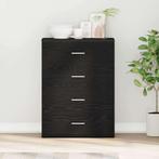 vidaXL Dressoir met lade Zwart eiken 60 x 39 x 80 cm Bewerkt, Huis en Inrichting, Kasten | Dressoirs, Verzenden, Nieuw, Overige houtsoorten