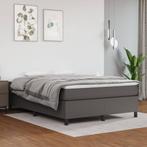 vidaXL Boxspring bed kunstleer grijs 140x200 cm, Overige materialen, Verzenden, 140 cm, 200 cm