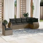 vidaXL 6-delige Loungeset met kussens poly rattan grijs, Verzenden, Nieuw, Rotan, Loungeset