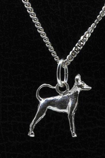 Zilveren Amerikaanse toy terrier met staart ketting hange..., Sieraden, Tassen en Uiterlijk, Kettinghangers, Verzenden