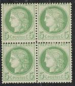 Frankrijk 1872 - Gratis verzending Blok van 4 van 5c Groen, Postzegels en Munten, Gestempeld