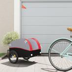 vidaXL Fietstrailer 30 kg ijzer zwart en rood, Fietsen en Brommers, Fietsaccessoires | Aanhangers en Karren, Verzenden, Nieuw