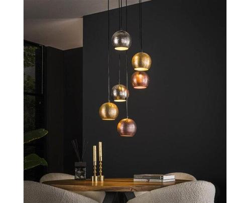 Hanglamp Maria getrapt metal 6 lampen - mix color, Huis en Inrichting, Lampen | Hanglampen, Ophalen of Verzenden