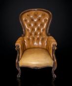 Fauteuil - Pelle Cammello - Chesterfield - Walnoot, Leder